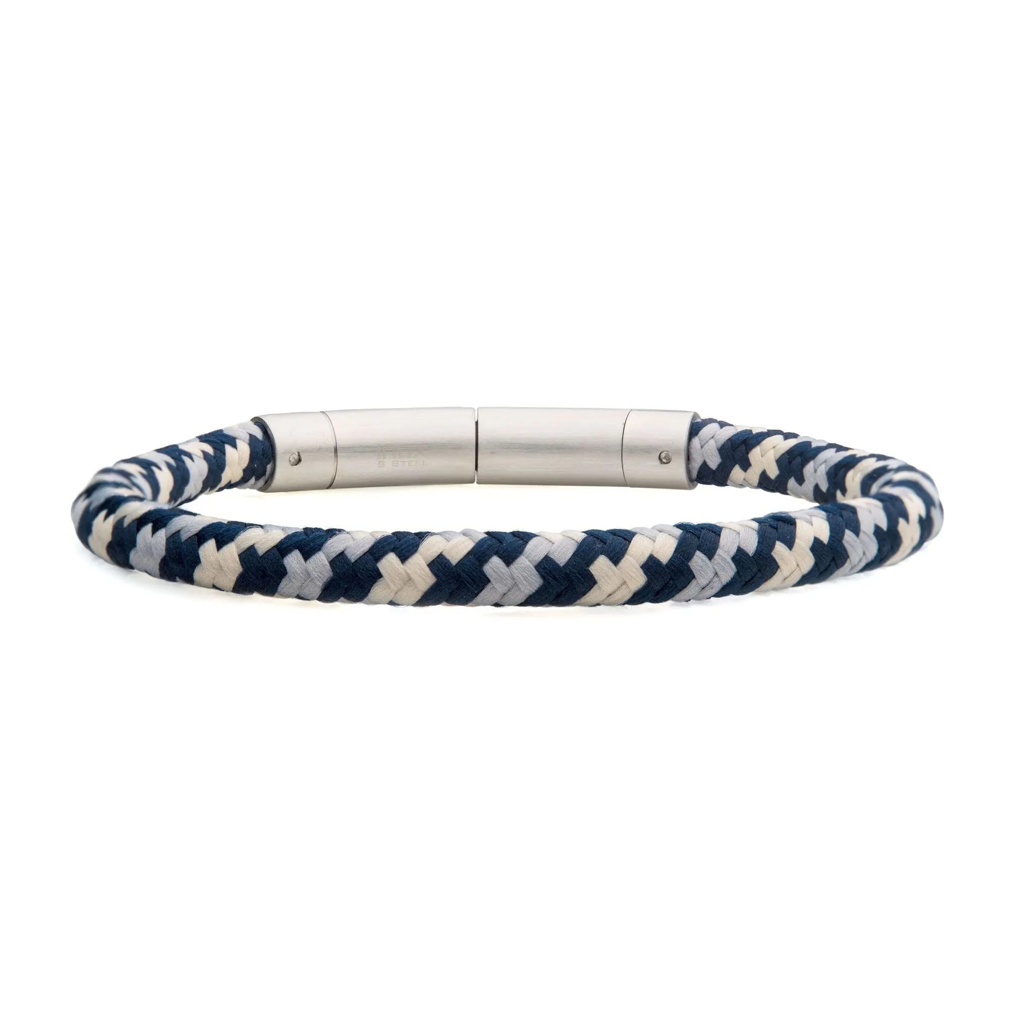 6mm Blue, Grey & Beige Nylon Cord Bracelet BRNYLON-BGB
