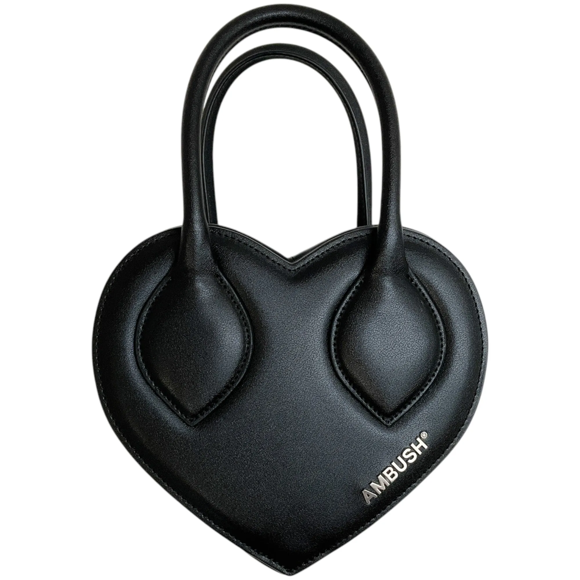 Ambush Black Leather Heart Bag with Silver Chain Strap