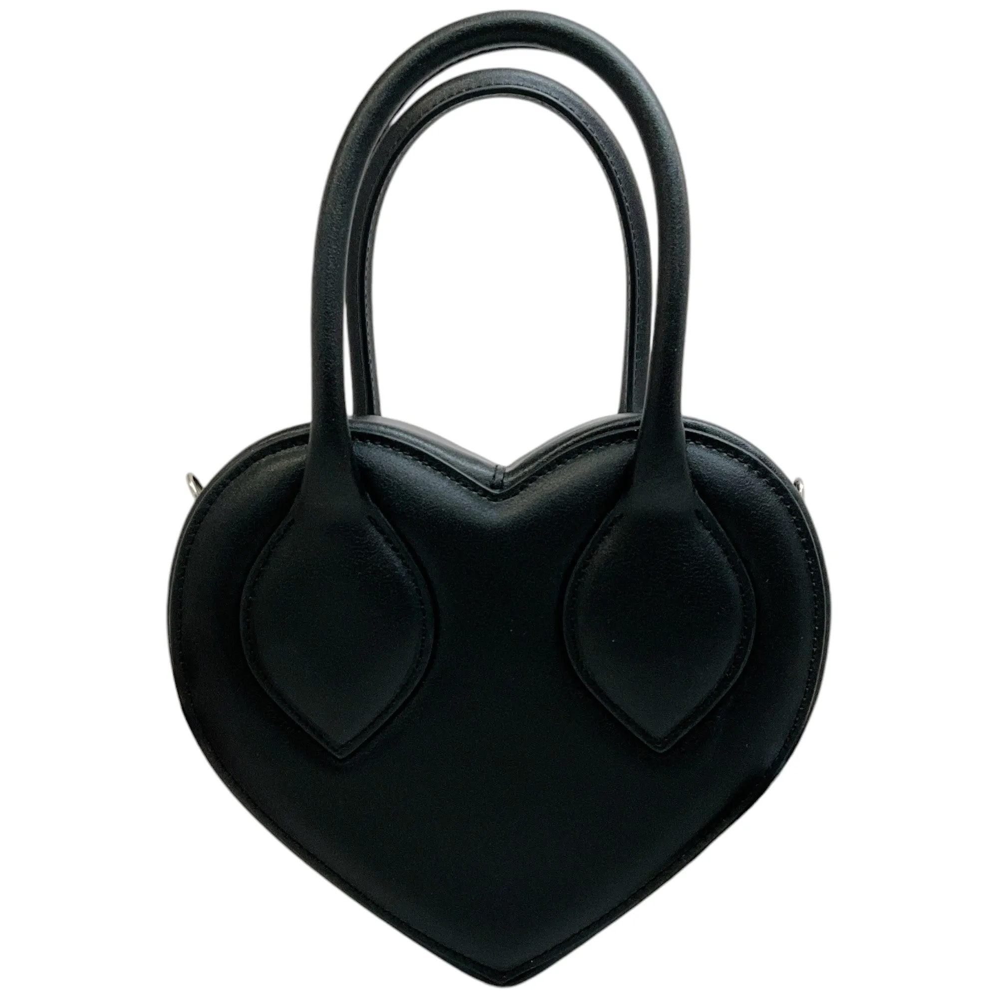Ambush Black Leather Heart Bag with Silver Chain Strap