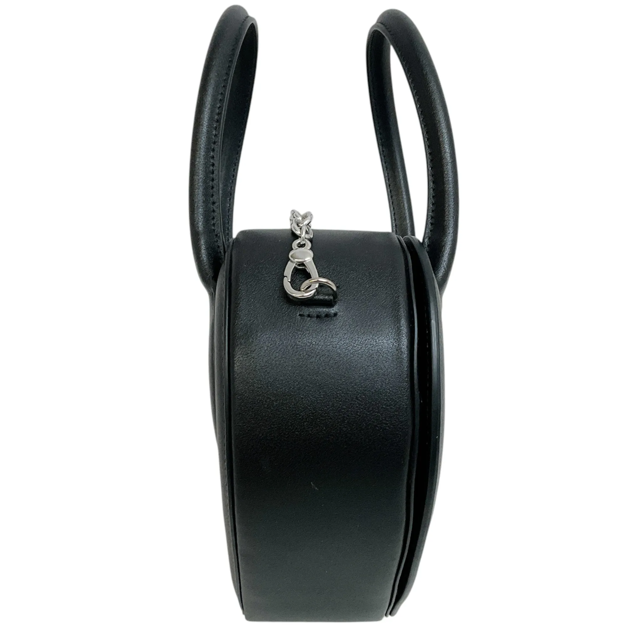 Ambush Black Leather Heart Bag with Silver Chain Strap