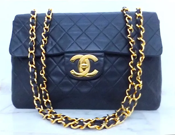 Authentic Chanel Vintage Navy XXL Maxi Jumbo