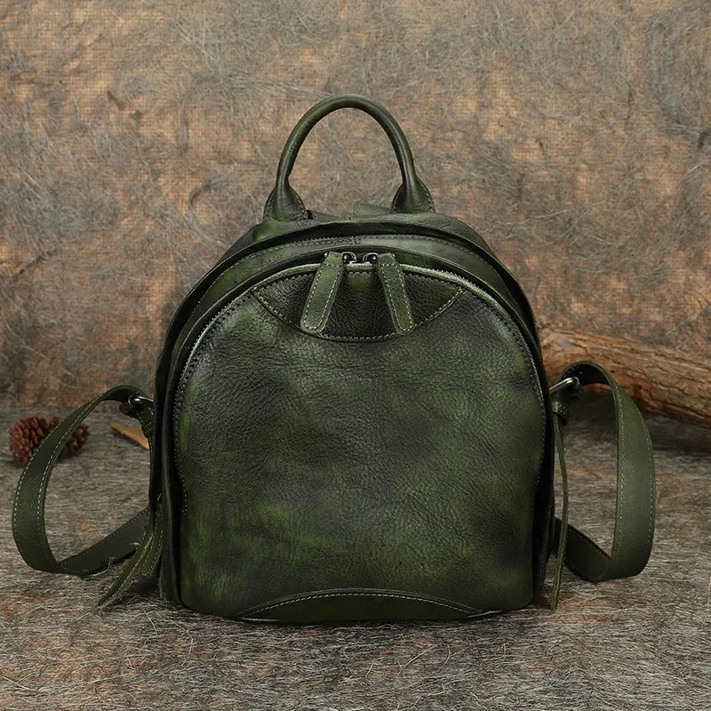 Best Coffee Leather Rucksack Bag Womens Vintage Small School Backpacks Leather Backpack Purse