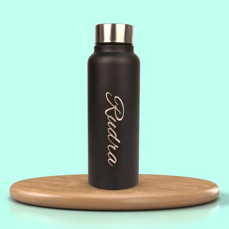 Customized Men's Combo Wallet & Bottle - Black