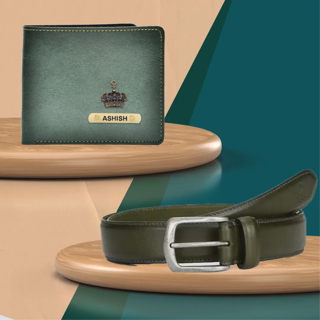 Customized Men's Wallet and Belt - Green