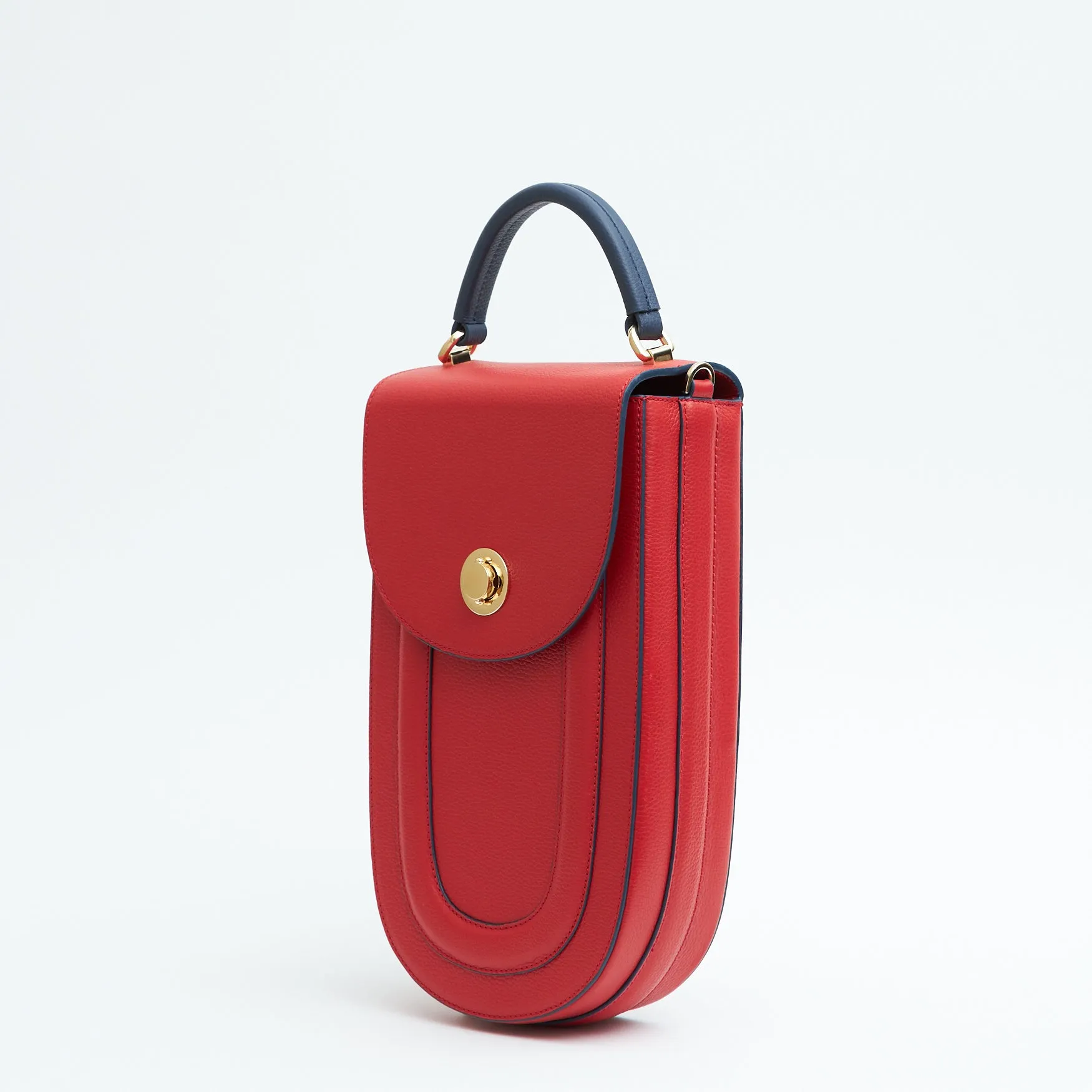fitini II elongated structured saddle bag - shady red with gold