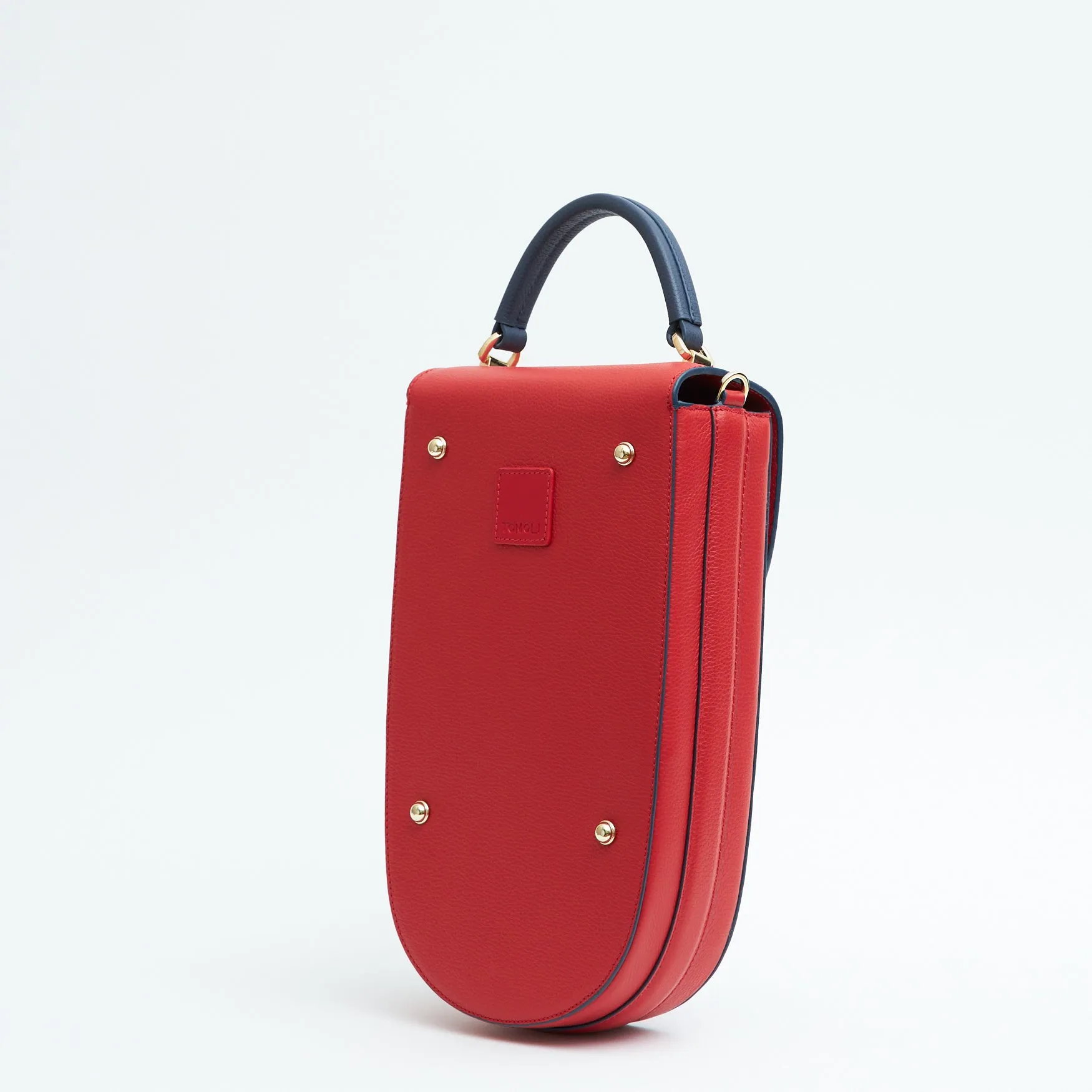 fitini II elongated structured saddle bag - shady red with gold