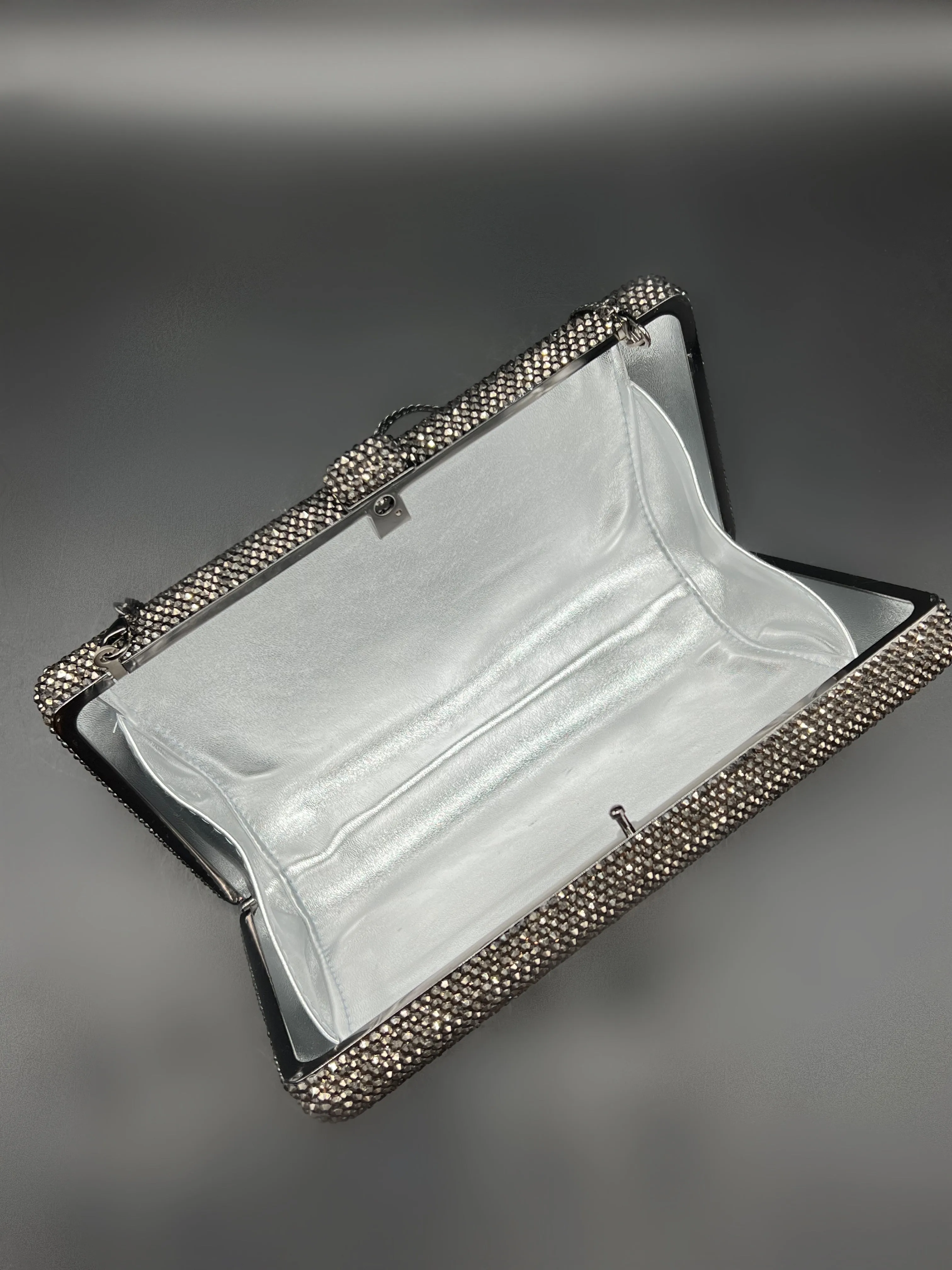 Gunmetal Crystal Clutch