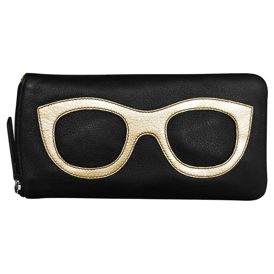 ILI New York Leather Eyeglass Case Zippered Glasses Wallet Pear Green Pink NEW
