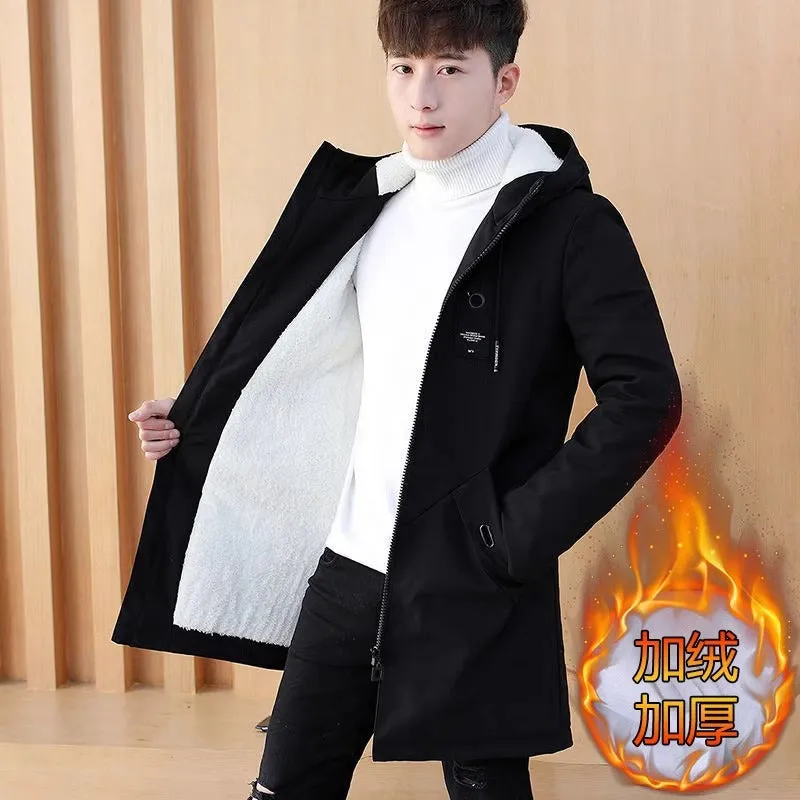 Instock-Men's mid-length windbreaker autumn and winter jacket