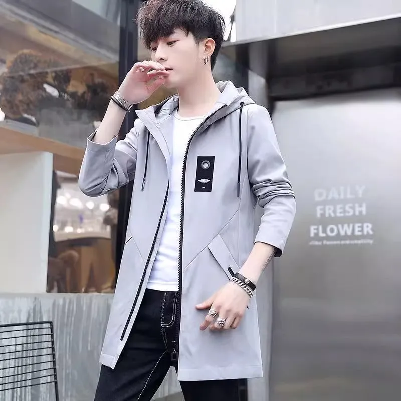 Instock-Men's mid-length windbreaker autumn and winter jacket