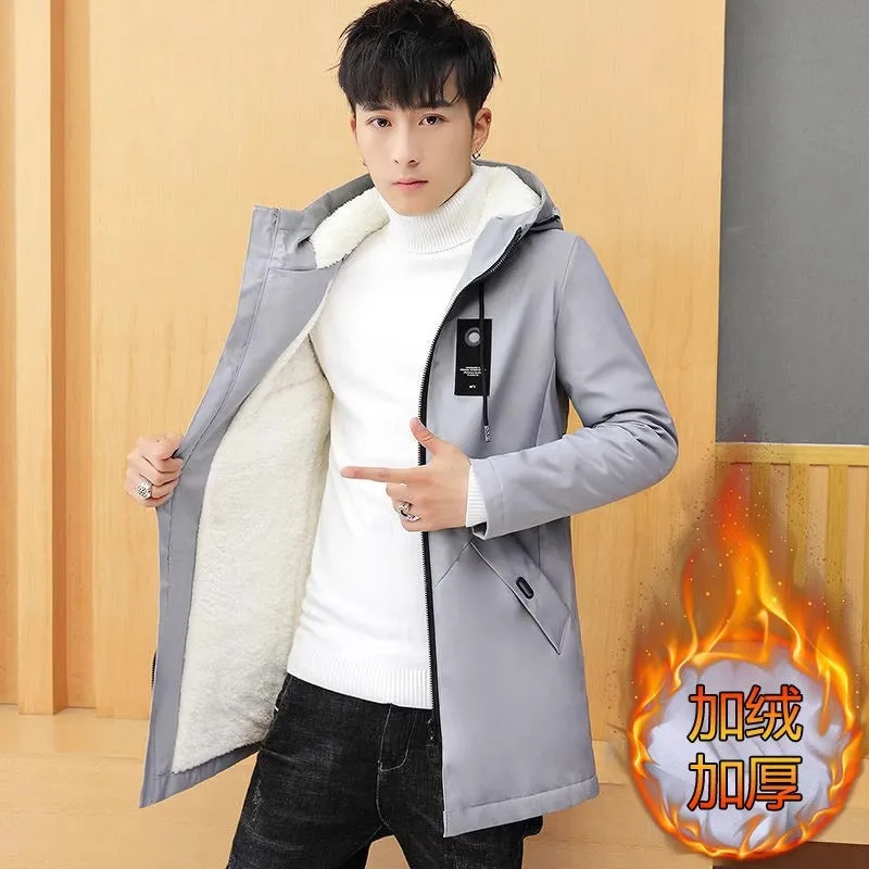 Instock-Men's mid-length windbreaker autumn and winter jacket