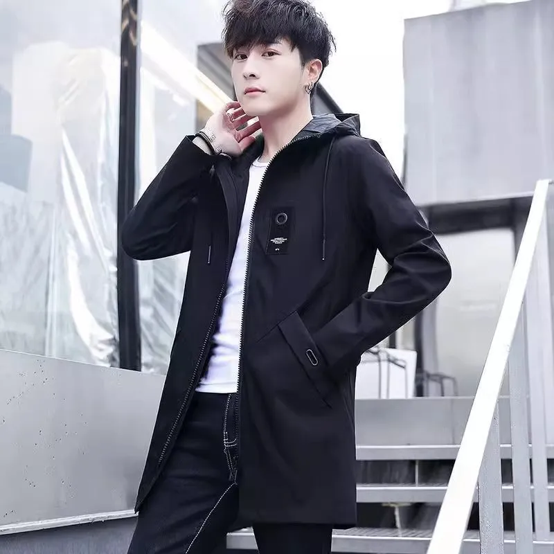 Instock-Men's mid-length windbreaker autumn and winter jacket