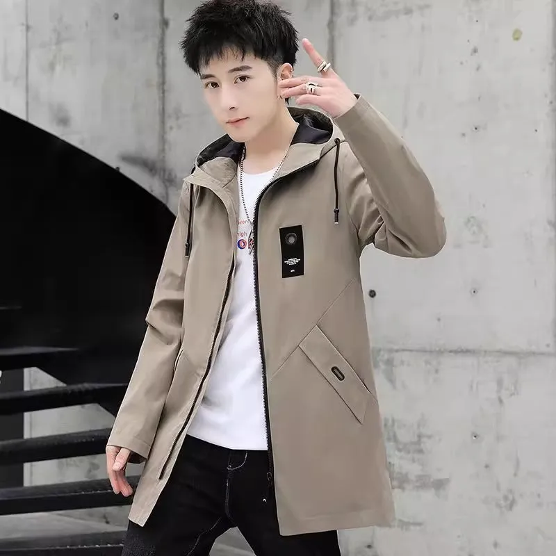 Instock-Men's mid-length windbreaker autumn and winter jacket