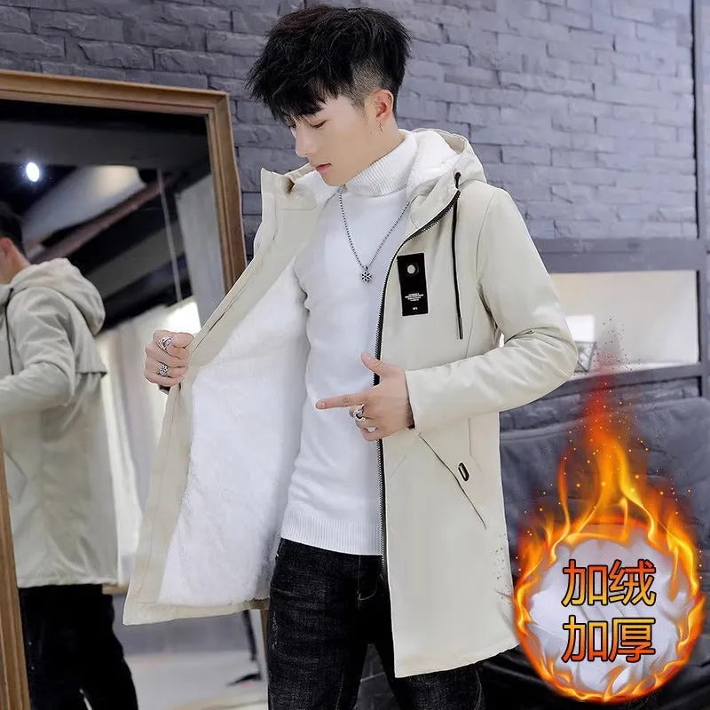 Instock-Men's mid-length windbreaker autumn and winter jacket