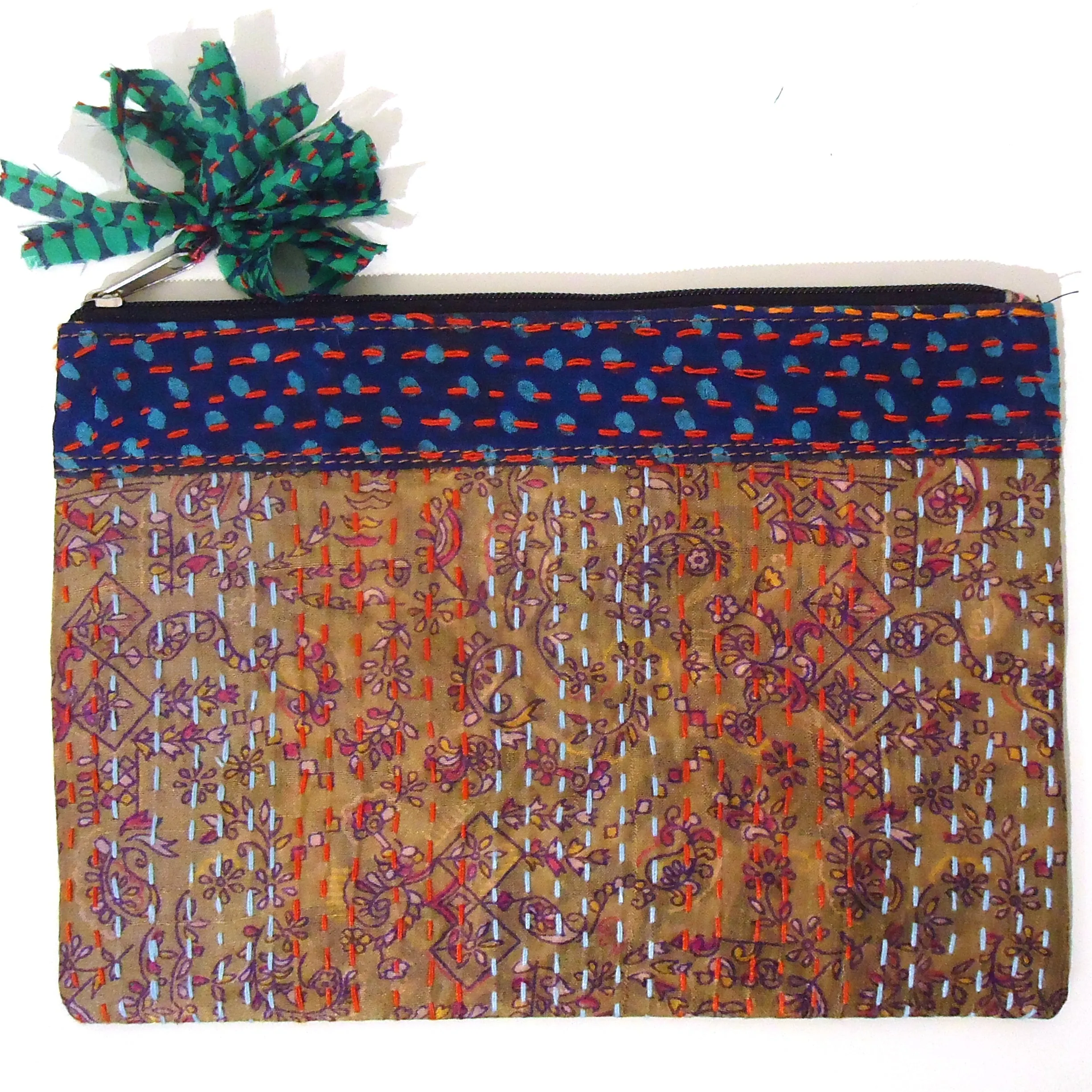Kantha Pouch - Maroon