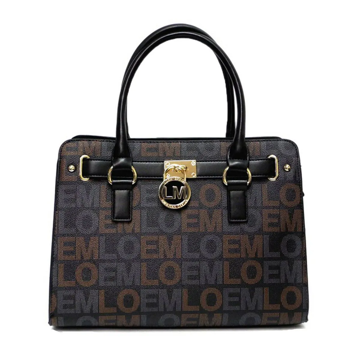 LOEM Black signature wallet shoulder Bag belt handbag set lock key pockets