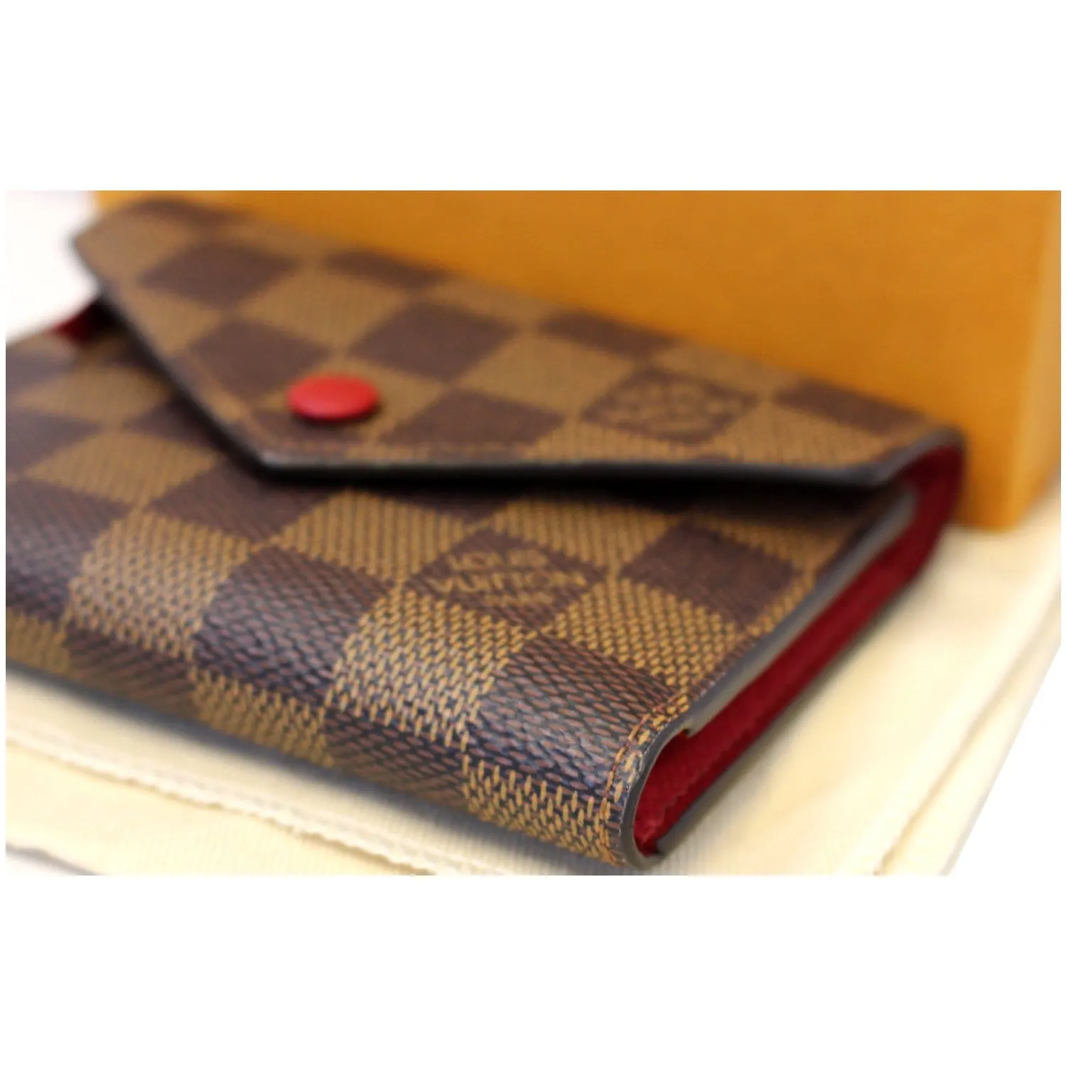 LOUIS VUITTON Victorine Damier Ebene Wallet Red