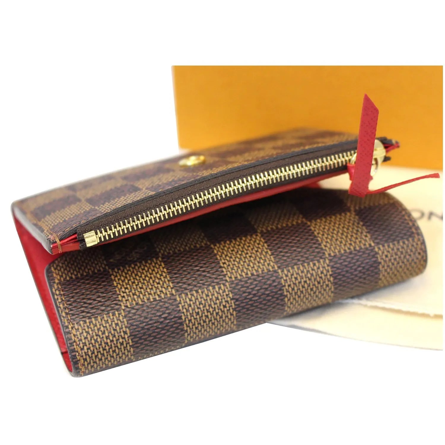 LOUIS VUITTON Victorine Damier Ebene Wallet Red