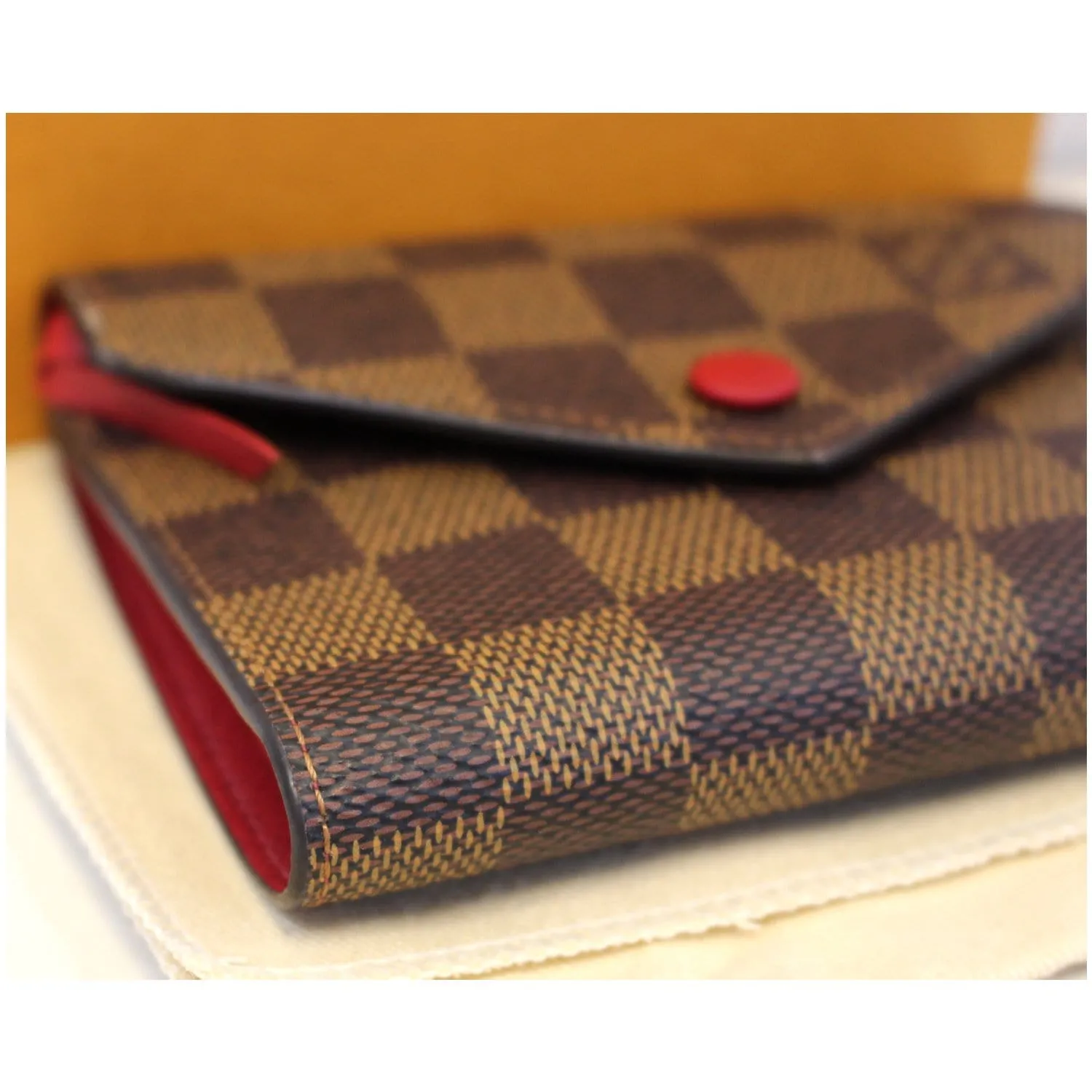 LOUIS VUITTON Victorine Damier Ebene Wallet Red