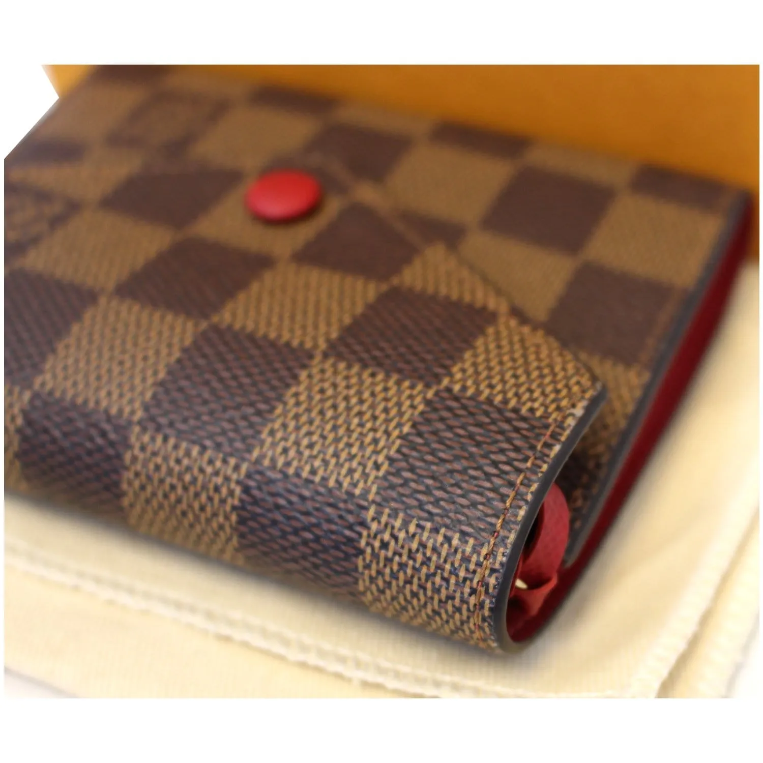 LOUIS VUITTON Victorine Damier Ebene Wallet Red