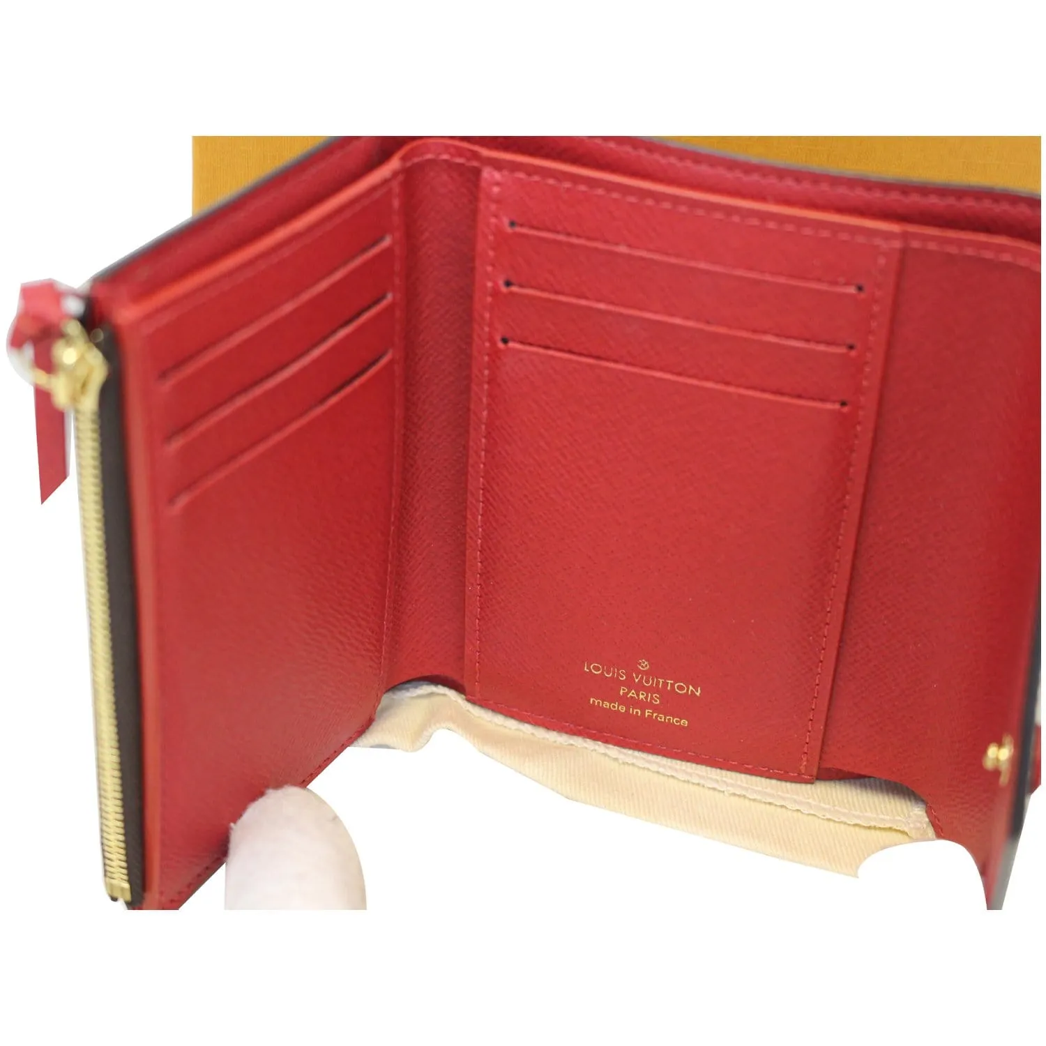 LOUIS VUITTON Victorine Damier Ebene Wallet Red