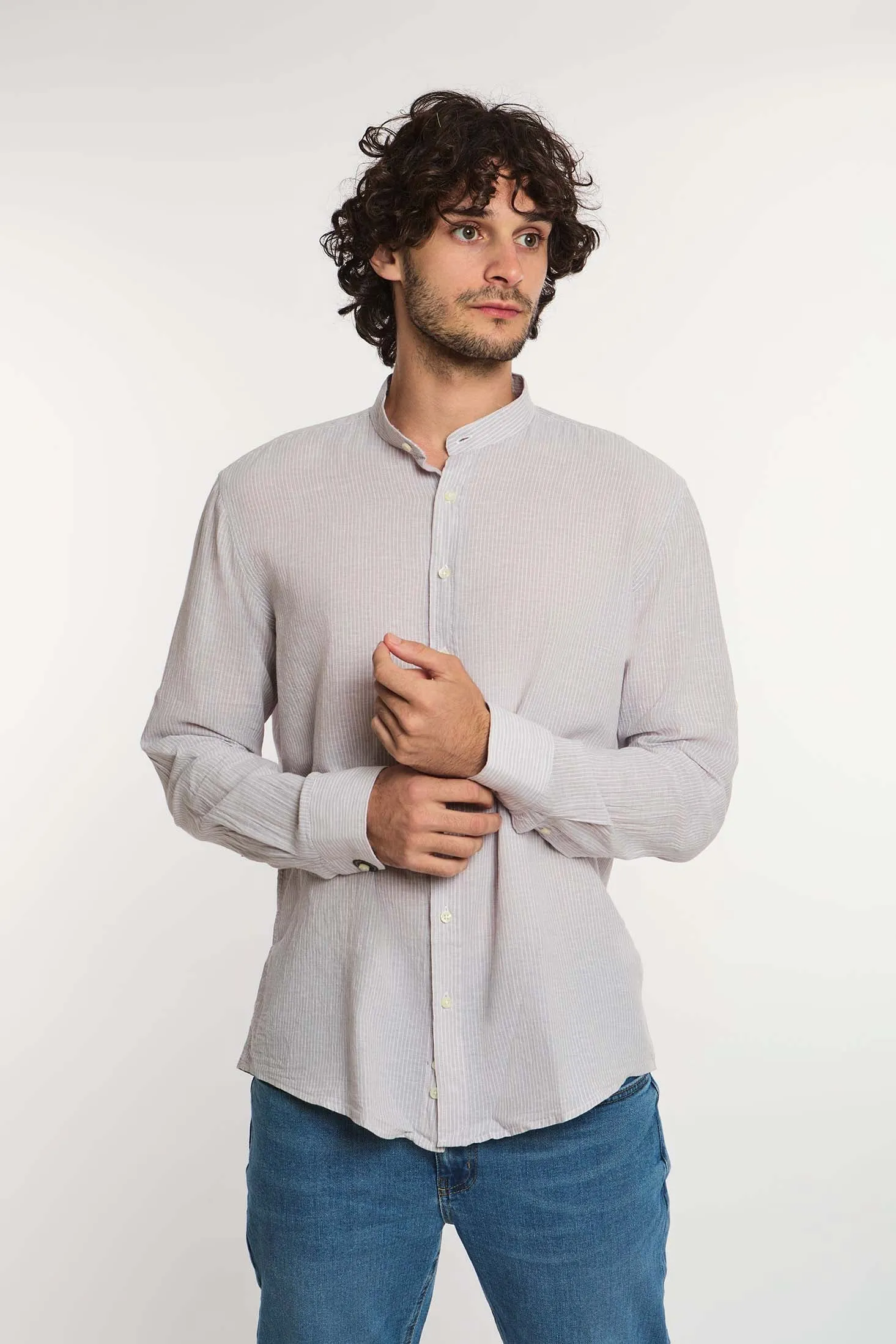 Men Shirt Casual Regular Fit Beige