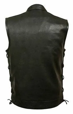 MEN'S MOTORCYLE RIDERS SON OF ANARCHY LEATHER VEST 2 GUN POCKETS WITH SIDE LACES