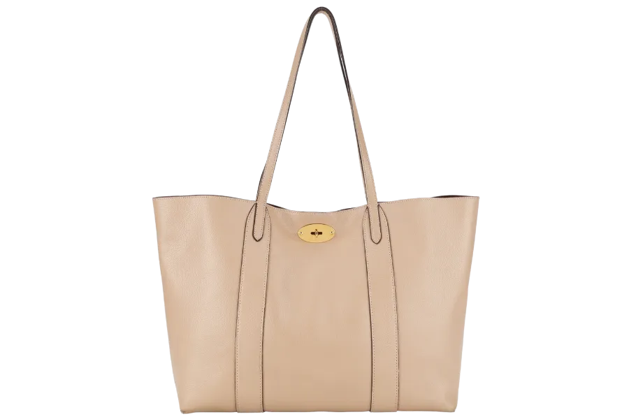 MULBERRY BAYSWATER TOTE MAPLE & NAVY SMALL CLASSIC GRAIN WITH CONTRAST GOLD HARDWARE WITH DUST COVER
