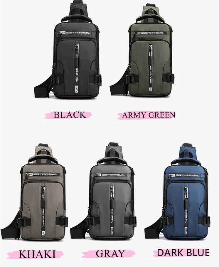 New Men's Multi-function Chest Bag Real-time Shoulder Messenger Backpack Anti-Theft Waterproof Crossbody Bag