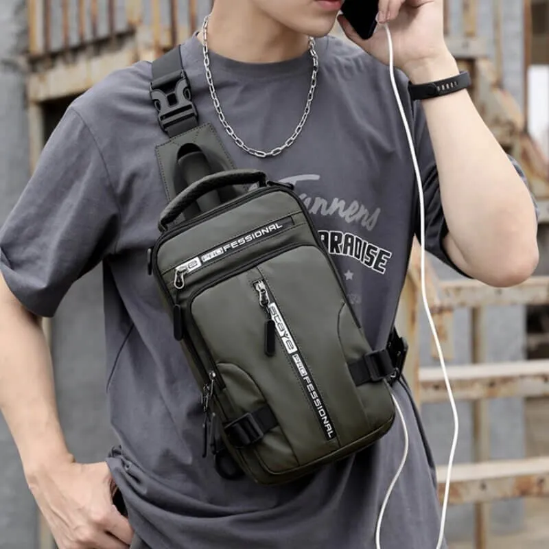 New Men's Multi-function Chest Bag Real-time Shoulder Messenger Backpack Anti-Theft Waterproof Crossbody Bag