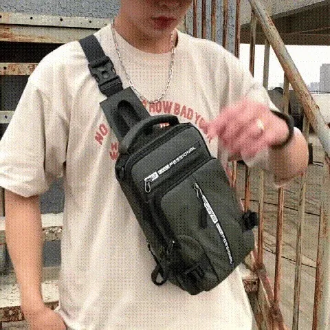 New Men's Multi-function Chest Bag Real-time Shoulder Messenger Backpack Anti-Theft Waterproof Crossbody Bag