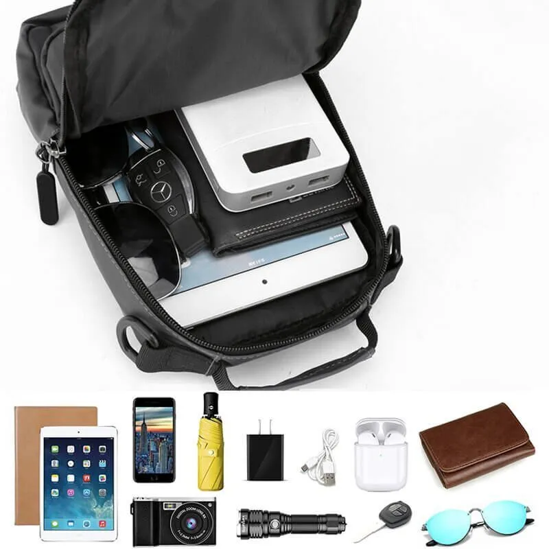 New Men's Multi-function Chest Bag Real-time Shoulder Messenger Backpack Anti-Theft Waterproof Crossbody Bag