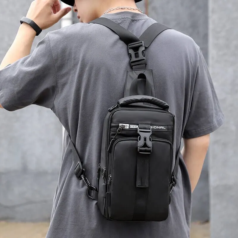 New Men's Multi-function Chest Bag Real-time Shoulder Messenger Backpack Anti-Theft Waterproof Crossbody Bag