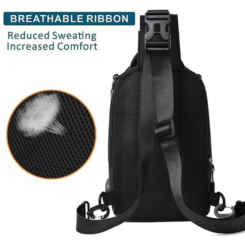 New Men's Multi-function Chest Bag Real-time Shoulder Messenger Backpack Anti-Theft Waterproof Crossbody Bag