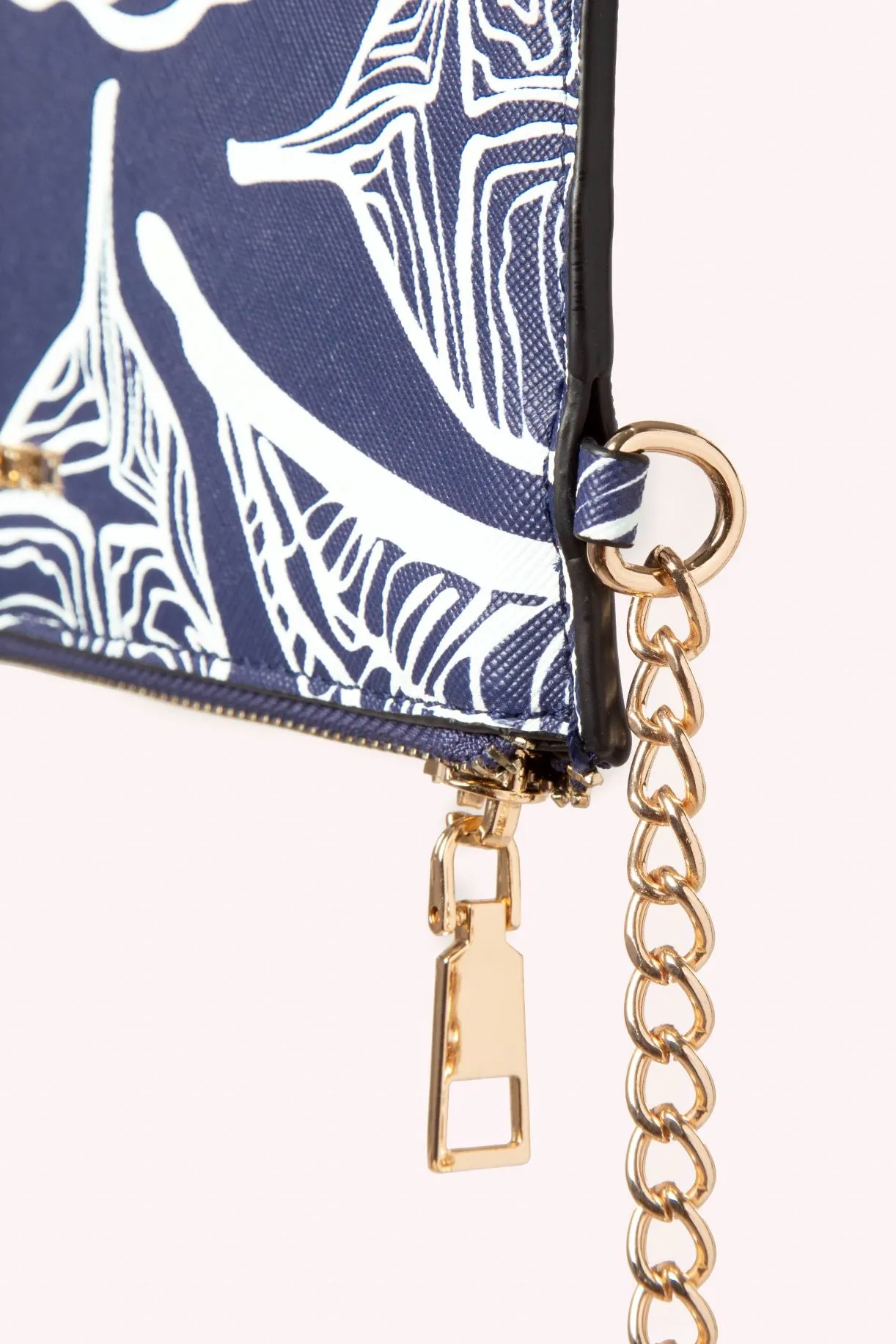 Pouch- Navy Banana Leaf