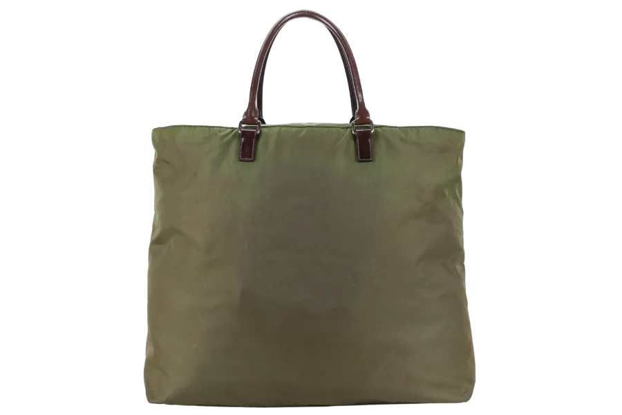 PRADA BR3227 KHAKI GREEN NYLON TOTE WITH CARD, STRAPS AND DUST COVER