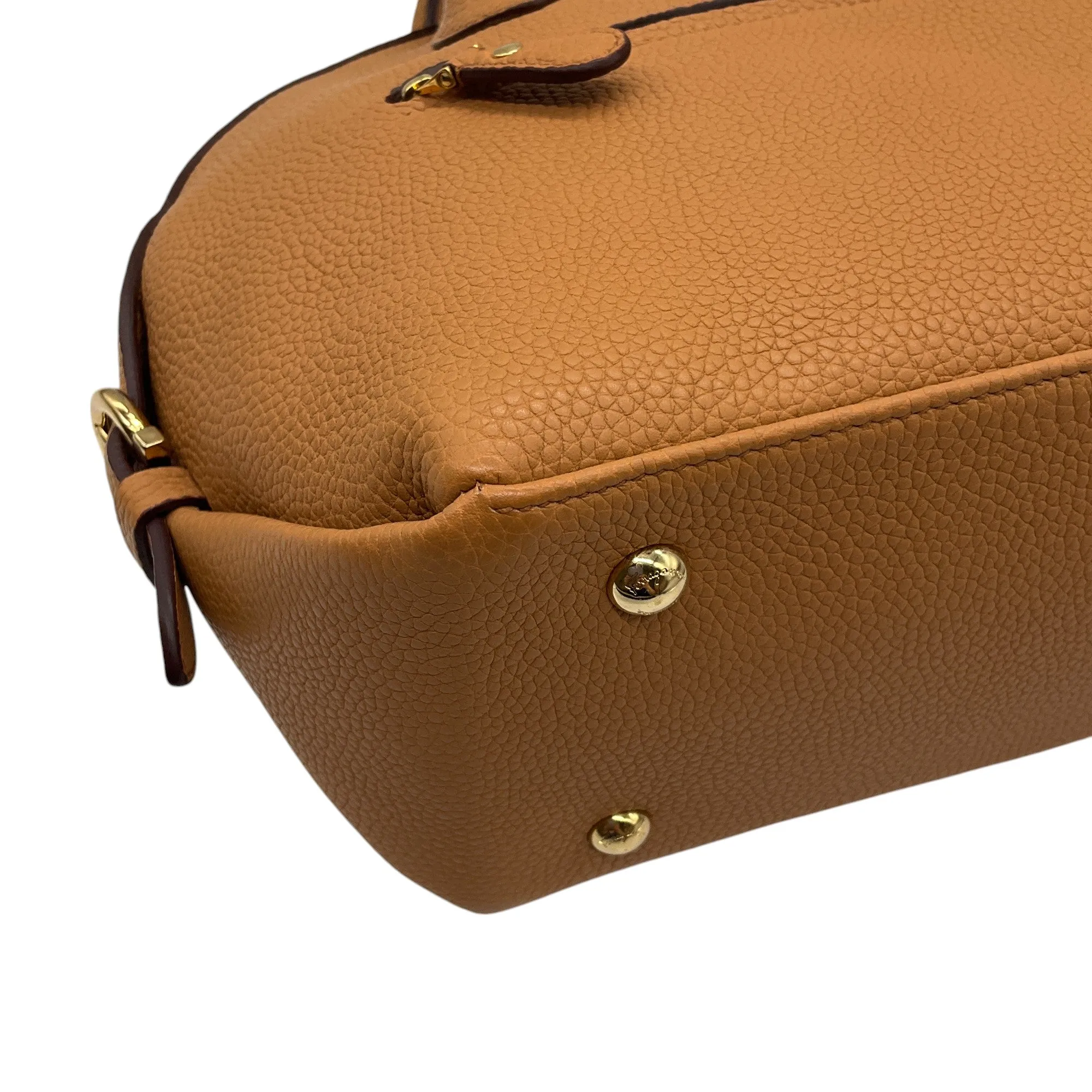 Salvatore Ferragamo Tan Fiamma Pebbled Leather Shoulder Bag