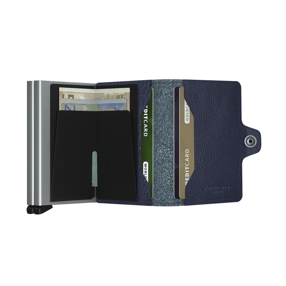 SECRID Twinwallet Leather - Veg Tanned Navy-Silver