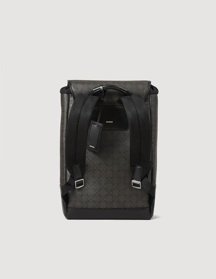 Square Cross Coated Canvas Backpack