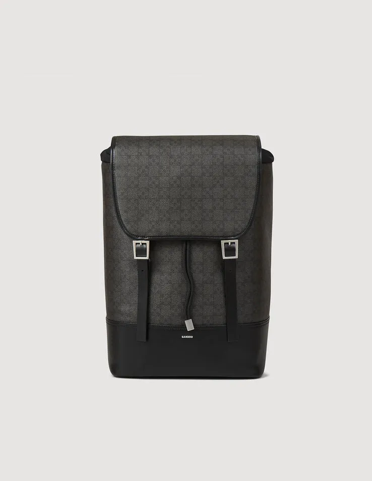 Square Cross Coated Canvas Backpack