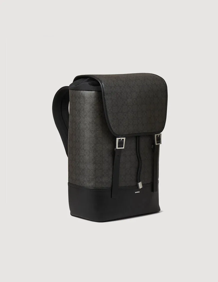 Square Cross Coated Canvas Backpack