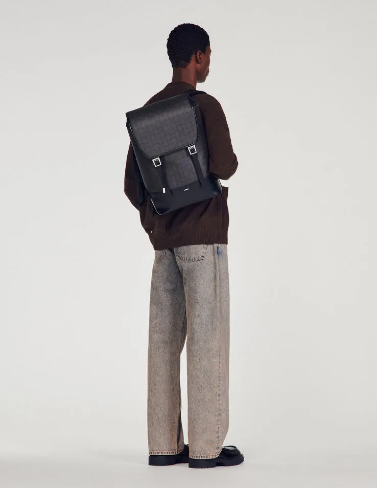 Square Cross Coated Canvas Backpack